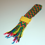 Yellow/Pink/Green Yoga Strap with Yellow Bands