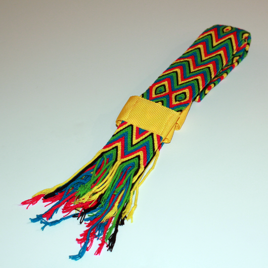 Yellow/Pink/Green Yoga Strap with Yellow Bands