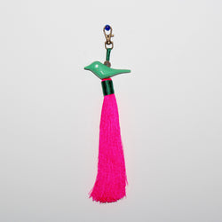Light Green Bird Tassel with Hot Pink Tail