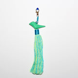 Light Green Bird Tassel with Blue-Green Tail