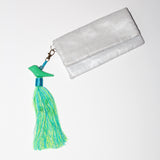 Light Green Bird Tassel with Blue-Green Tail